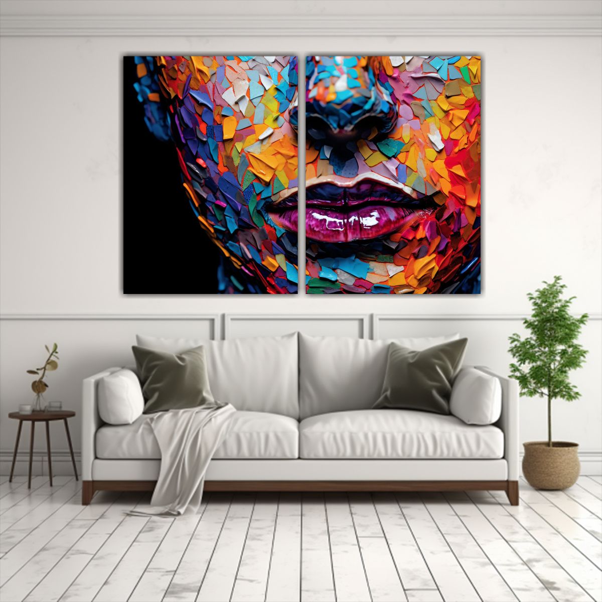 GENERICO - Retrato Humano Con Mosaico De Colores Vibrantes 120x80 Cm