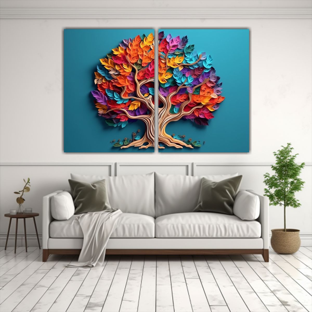 GENERICO - Cuadros Originales Con árbol Colorido Y 120x80 Cm