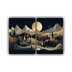 GENERICO - Cuadro Decorativo Paisaje Noche Luna En Tonos 120x80 Cm