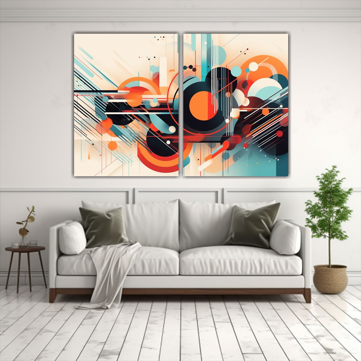 GENERICO - Cuadros Abstractos Futuristas Con Líneas En 120x80 Cm