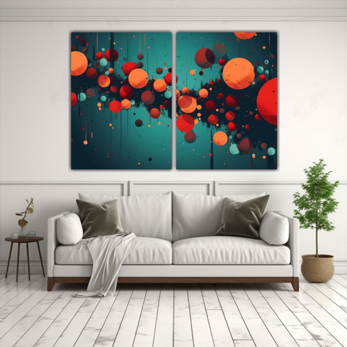 GENERICO - Cuadros Dibujo Intenso En Lienzo Estilo Lunares 120x80 Cm