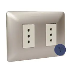 STANFORD - Pack x 5 Tomacorriente doble 2p+t 10A 220V MTX Champagne