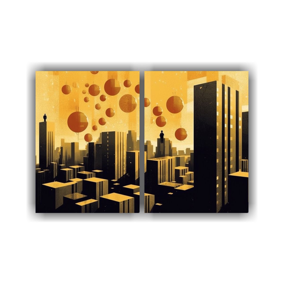 GENERICO - Cuadros Vintage Formación Oro Y ámbar 120x80 Cm