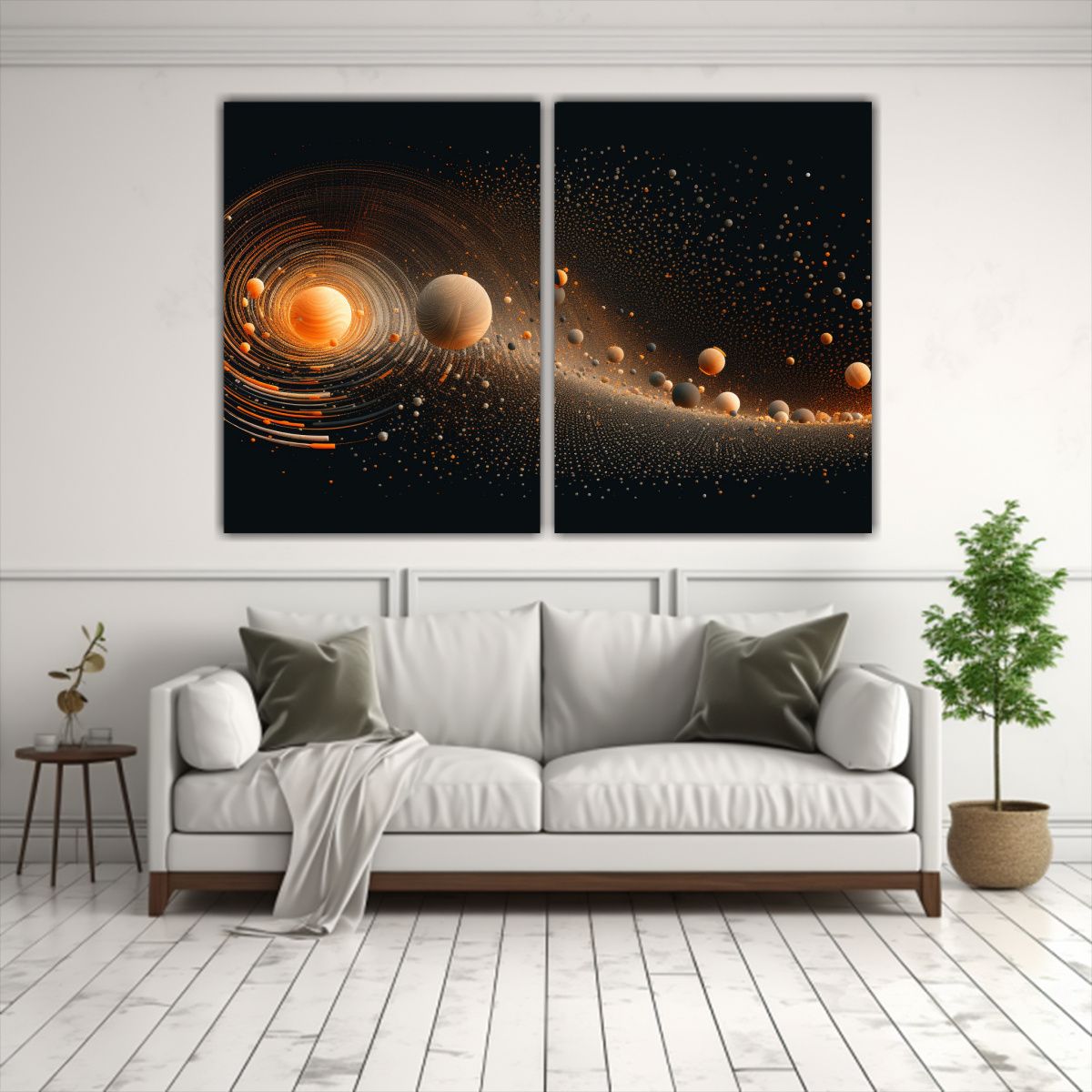 GENERICO - Cuadro Acuarela De Planetas Estrellas Y Galaxias 120x80 Cm