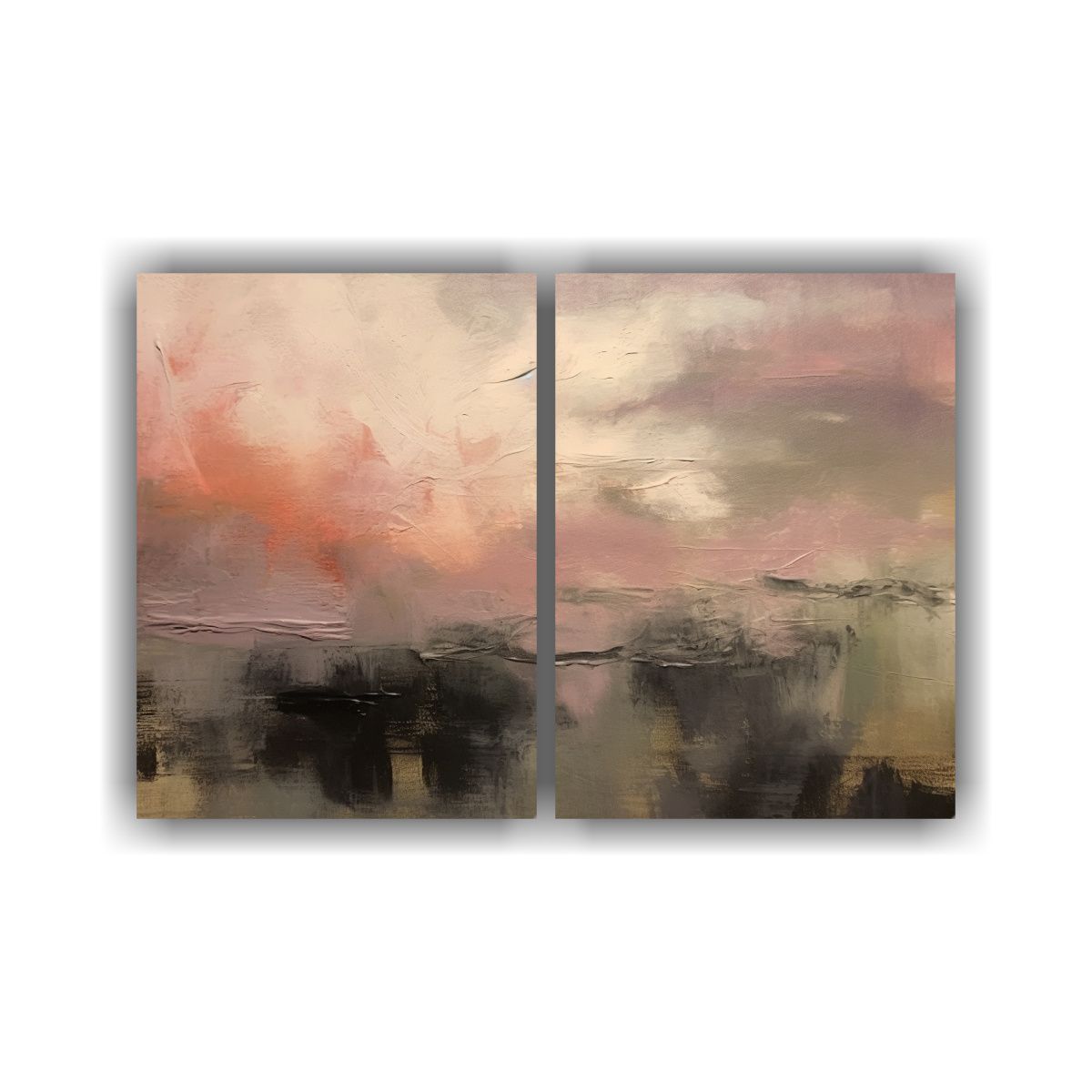 GENERICO - Paisajes Abstractos En óleos Y Cera Fría Sobre 120x80 Cm