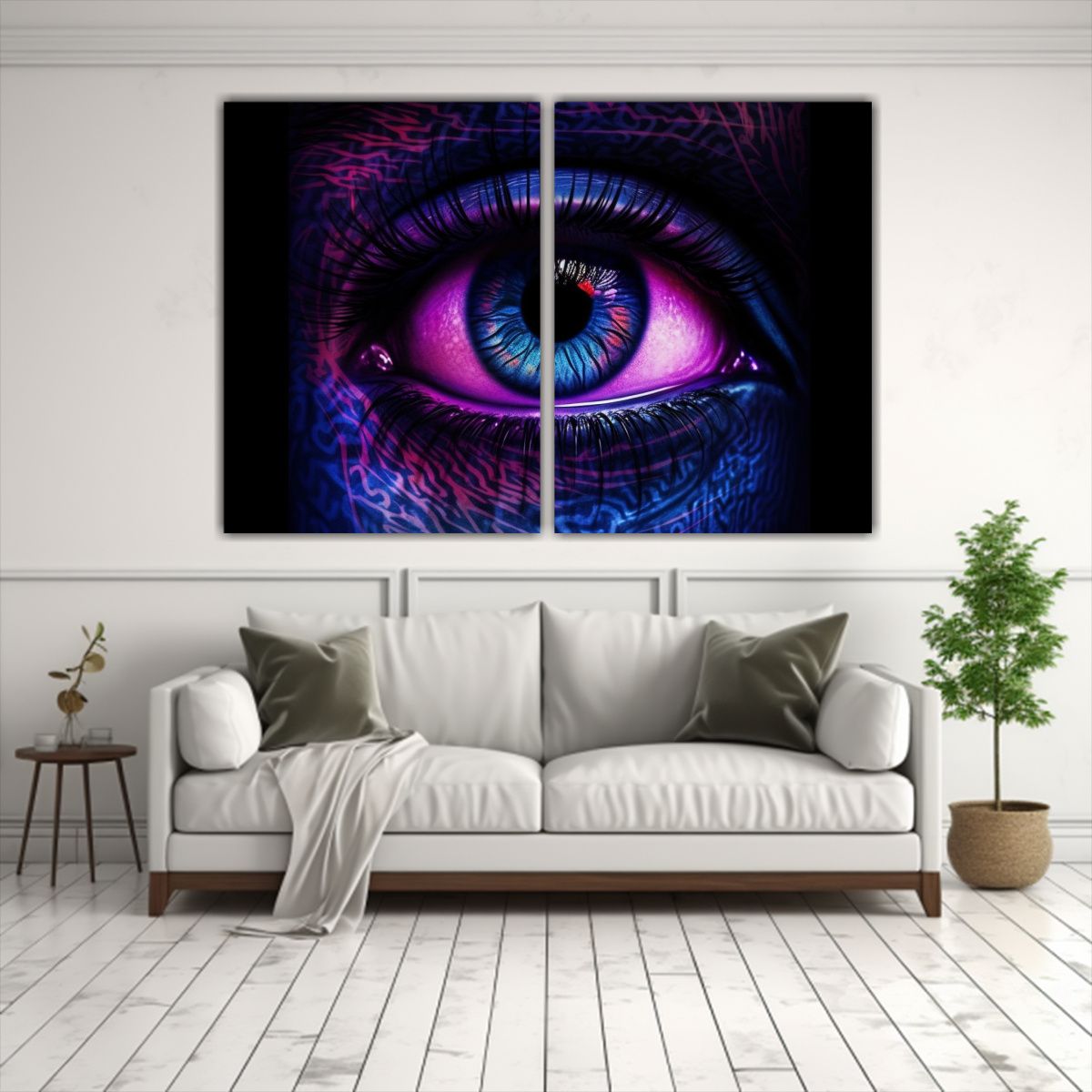 GENERICO - Cuadro Tríptico Rostro Realista Mujer Con Tercer 120x80 Cm