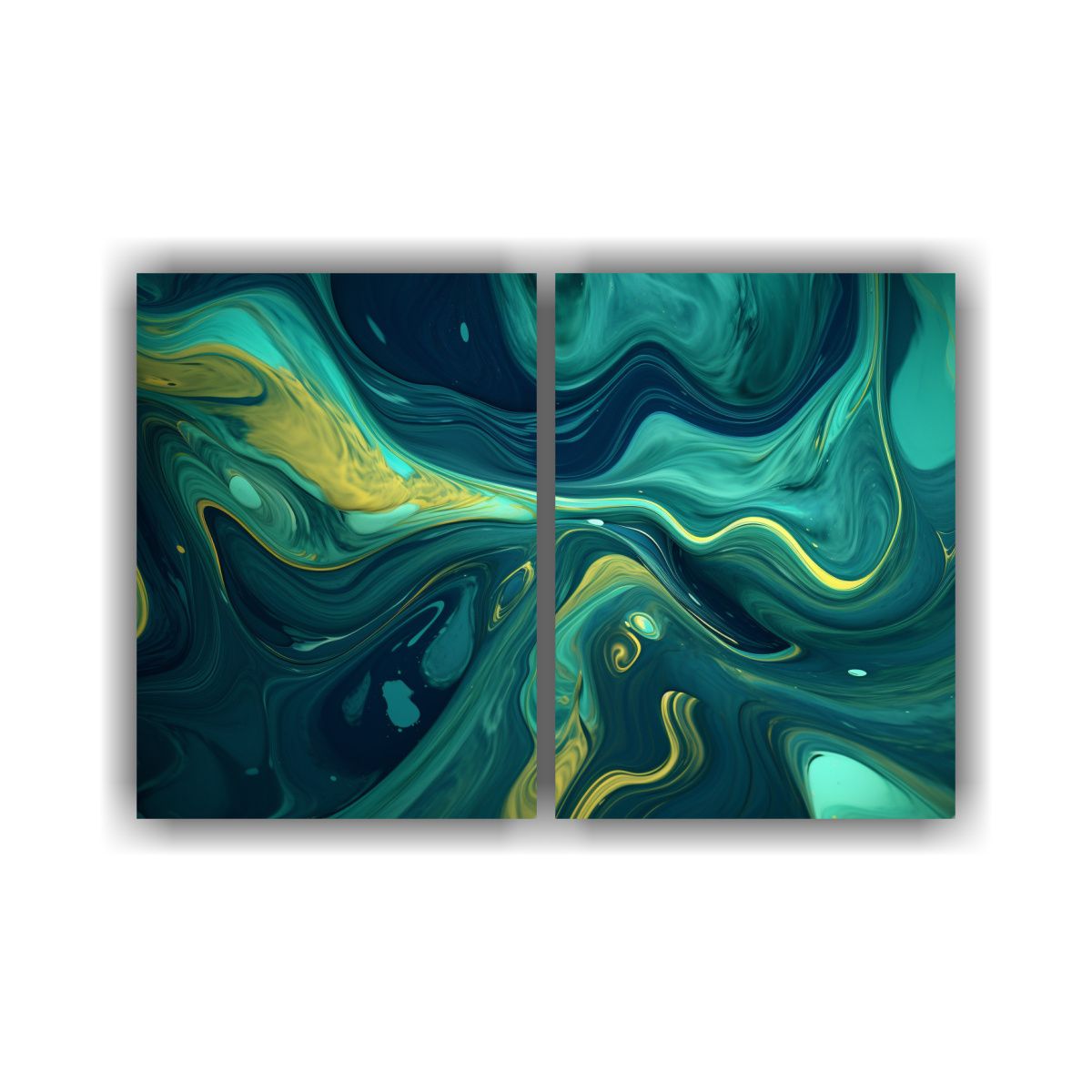 GENERICO - Pinturas Decorativas Abstractas En Azul Y Verde 120x80 Cm