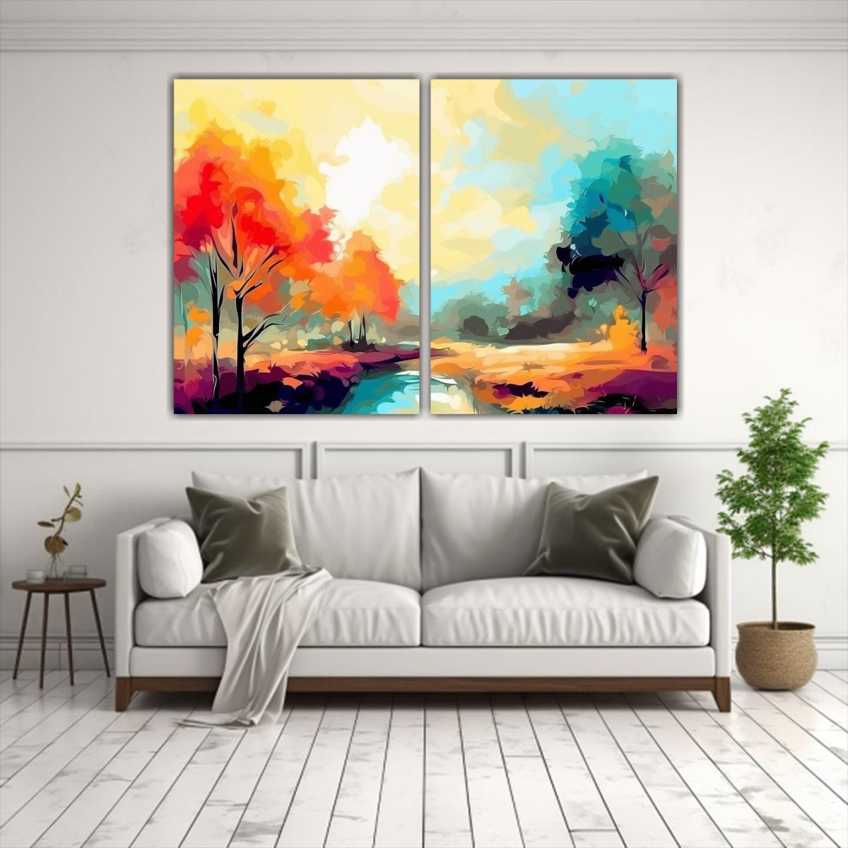 GENERICO - Cuadros Naturaleza Vibrantes Estilo Abstracto 120x80 Cm