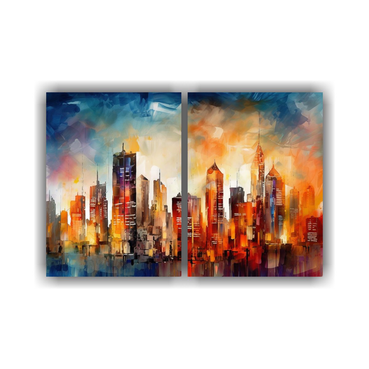 GENERICO - Cuadros Abstractos De Rascacielos En Estilo 120x80 Cm