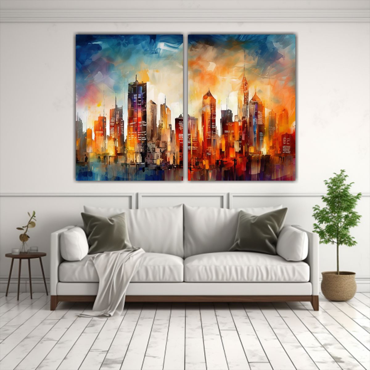 GENERICO - Cuadros Abstractos De Rascacielos En Estilo 120x80 Cm