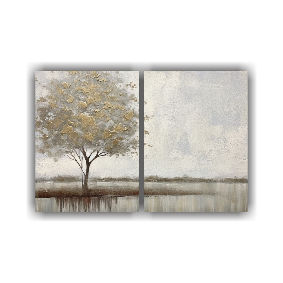 GENERICO - Pintura Decorativa Escena árbol Gris Claro En 120x80 Cm