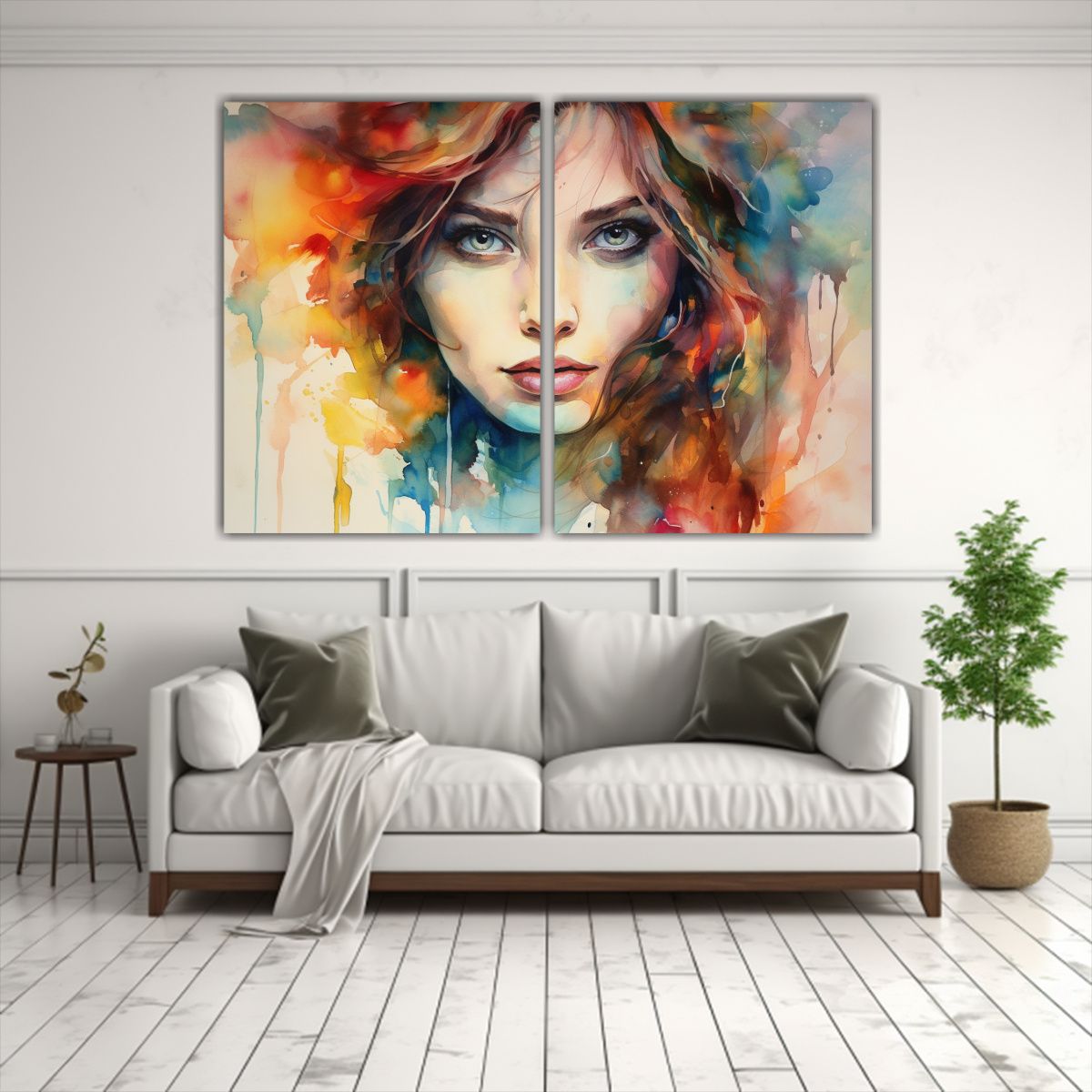 GENERICO - Retrato Mujer Hermosa Arcoíris Tinta Alcohol 120x80 Cm