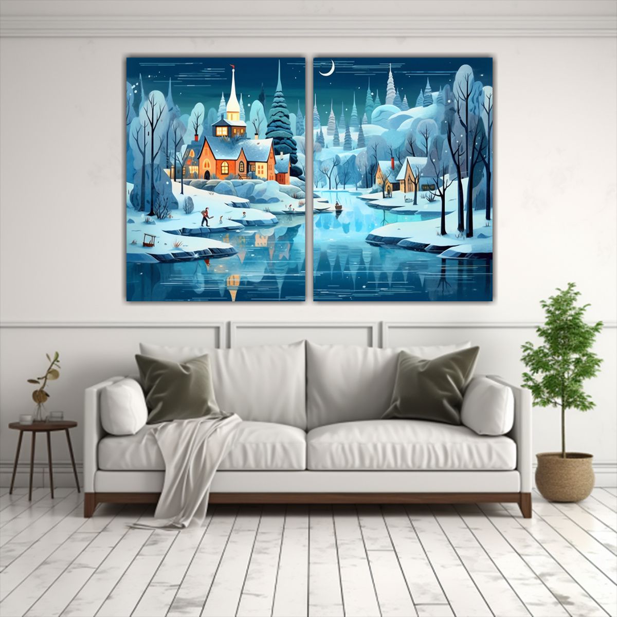 GENERICO - Pinturas Decorativas De Aldea Nórdica Junto A Un 120x80 Cm