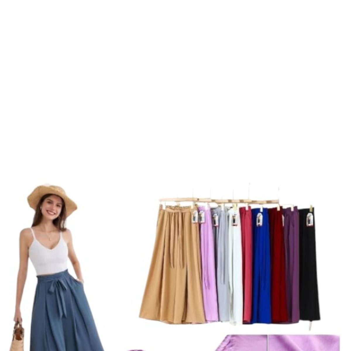 AGW - Pack 3 Faldas Lino Mujer Colores Surtidos