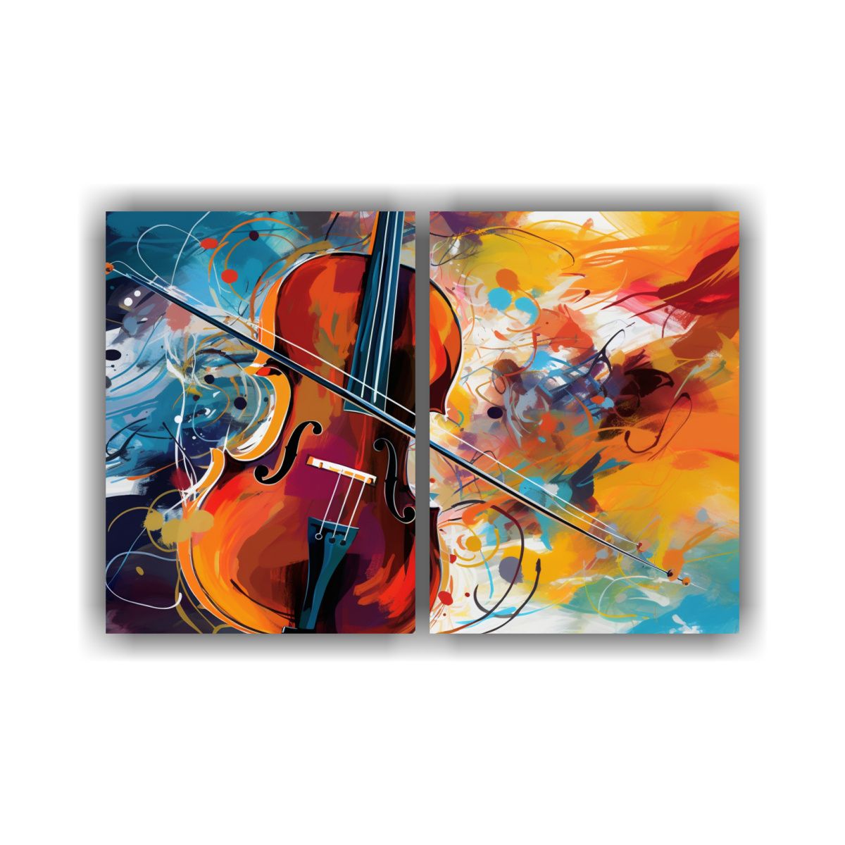 GENERICO - Pintura Tela Canvas Económico Notas Y Cello En 120x80 Cm