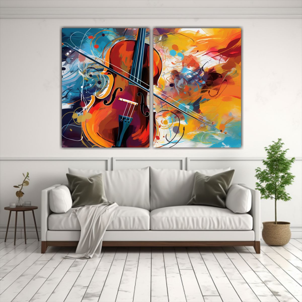 GENERICO - Pintura Tela Canvas Económico Notas Y Cello En 120x80 Cm