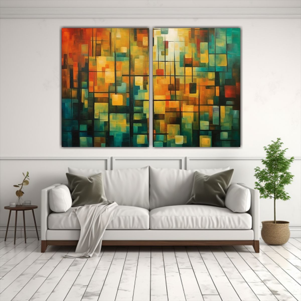 GENERICO - Lienzos Movimiento Riqueza Cuadrados Rojos 120x80 Cm