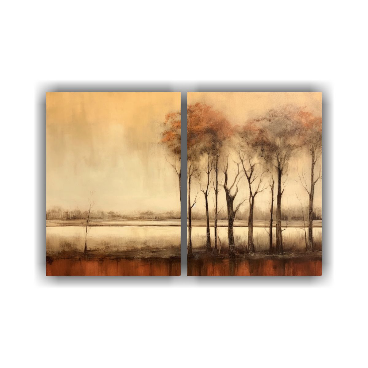 GENERICO - Cuadros Tela Vanguardia árboles Marrones Rojizos 120x80 Cm