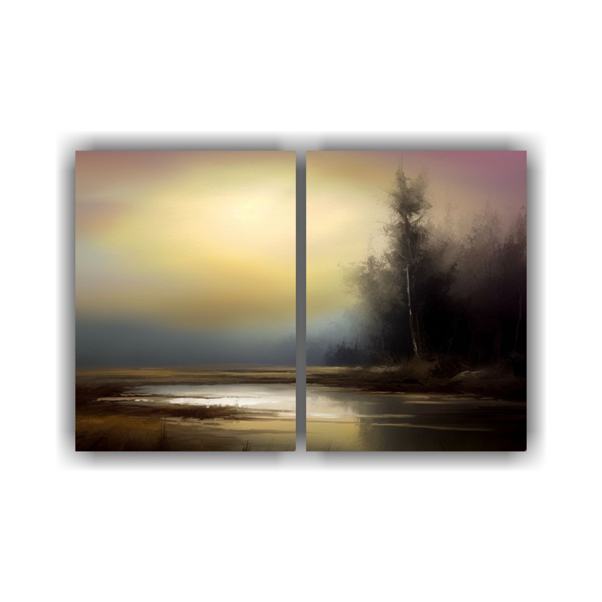 GENERICO - Pintura Al óleo Paisajística 8k Con Niebla 120x80 Cm