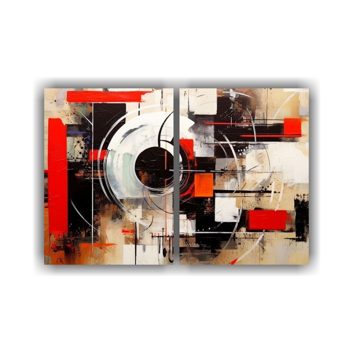 GENERICO - Cuadro Abstracto Moderno En Lienzo Negro Rojo Y 120x80 Cm