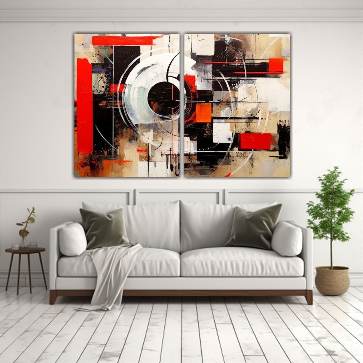 GENERICO - Cuadro Abstracto Moderno En Lienzo Negro Rojo Y 120x80 Cm