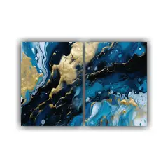 GENERICO - Fondo Moderno Azul Y Dorado De Alta Resolución 120x80 Cm