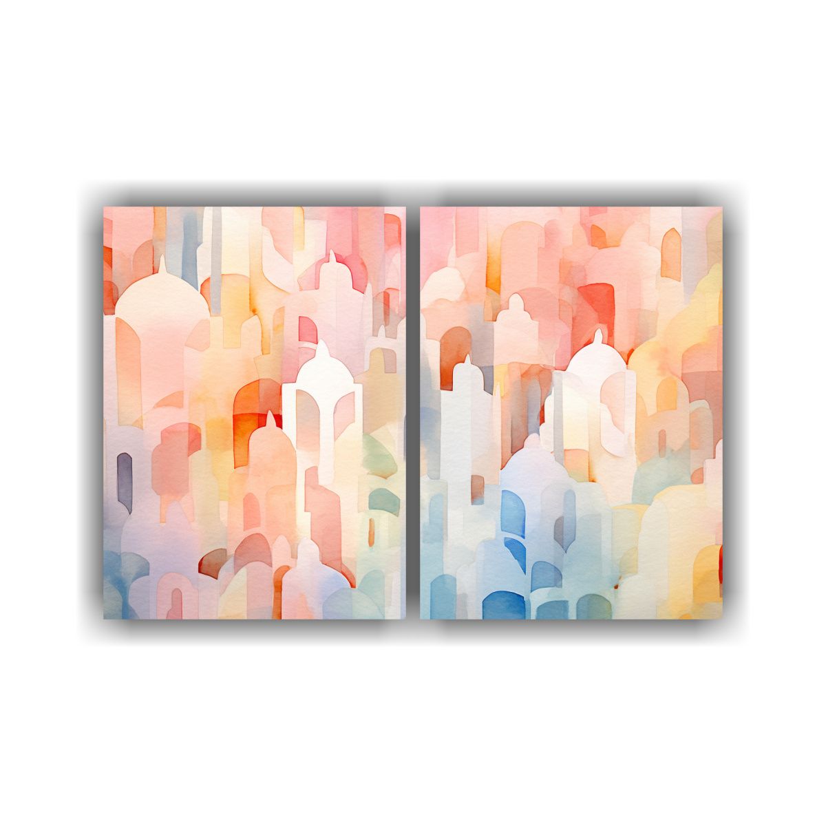 GENERICO - Pintura Acuarela Formas Coloridas Colores Pastel 120x80 Cm