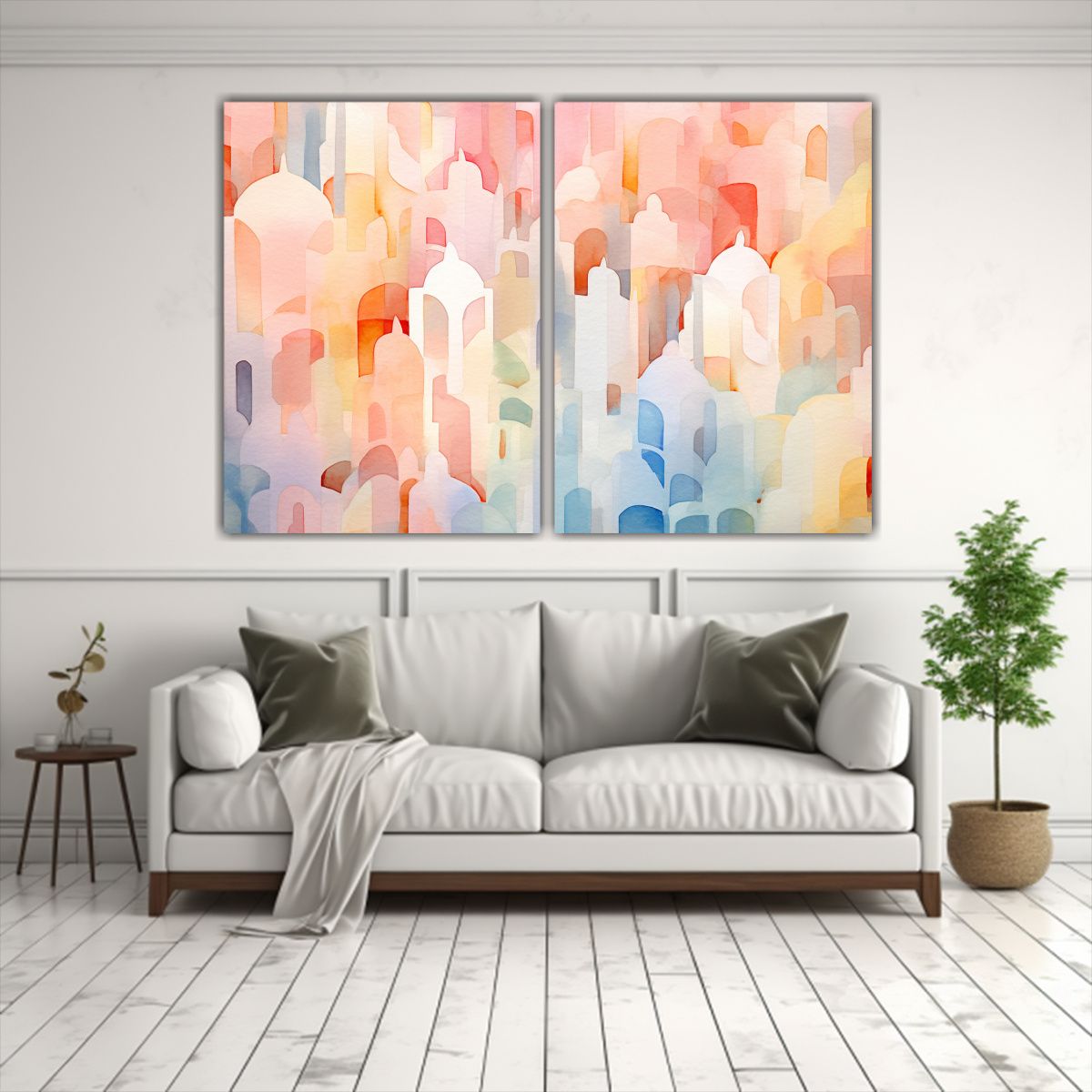 GENERICO - Pintura Acuarela Formas Coloridas Colores Pastel 120x80 Cm