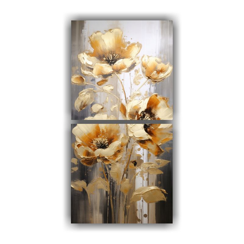 GENERICO - Pintura En Lienzo De Amapolas Doradas Estilo 70x140 Cm