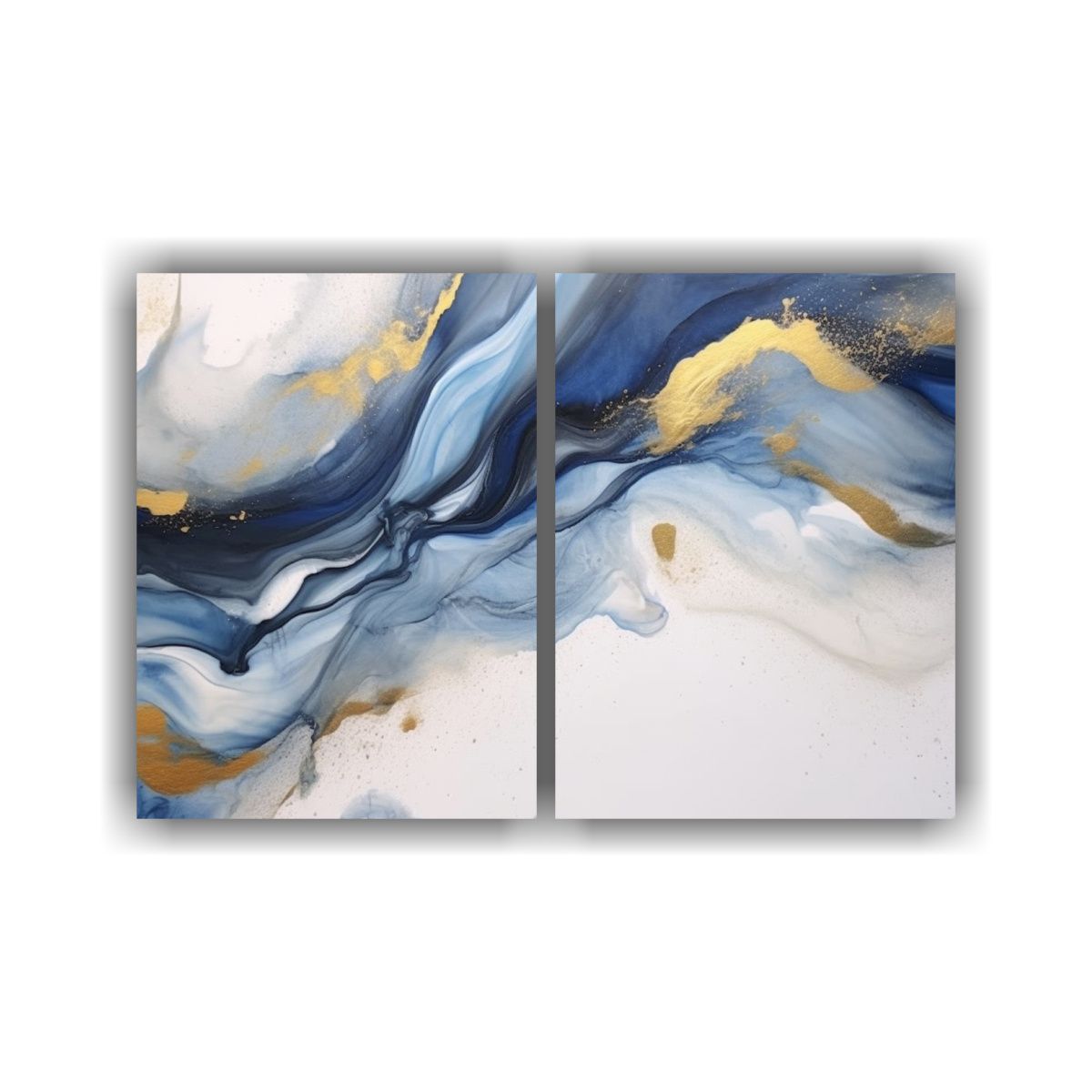 GENERICO - Cuadros Abstractos En Tela Blanco Azul Oro 120x80 Cm