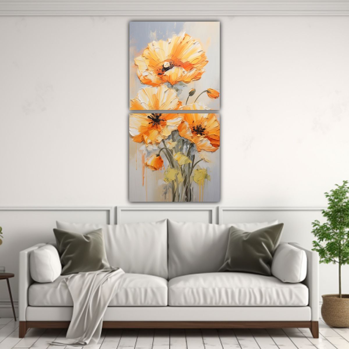 GENERICO - Cuadro De Dos Telas Expresión Estética Estilo 80x160 Cm