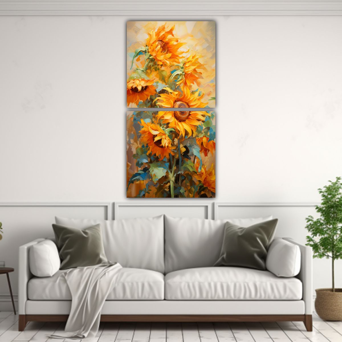 GENERICO - Cuadro De Pared Fantasía De Girasoles Naranjas 70x140 Cm