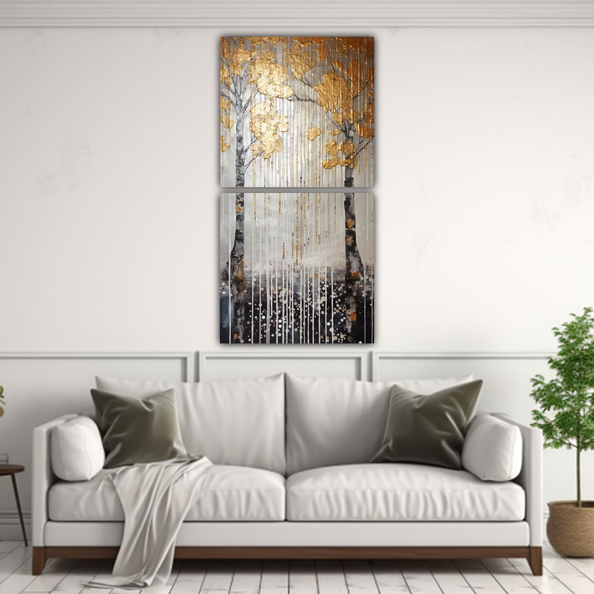 GENERICO - Pintura En Tela Concepto Sala Estilo Dorado Y 70x140 Cm