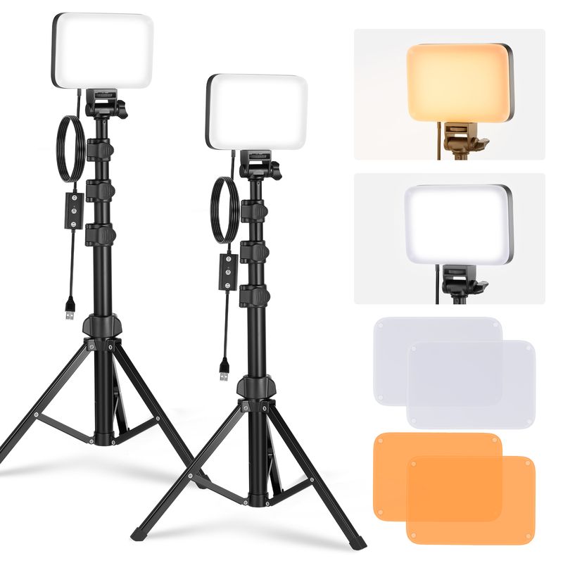 NEEWER - 2x Led Panel Luz USB Video Iluminación Kit Bi-color Con Trípode