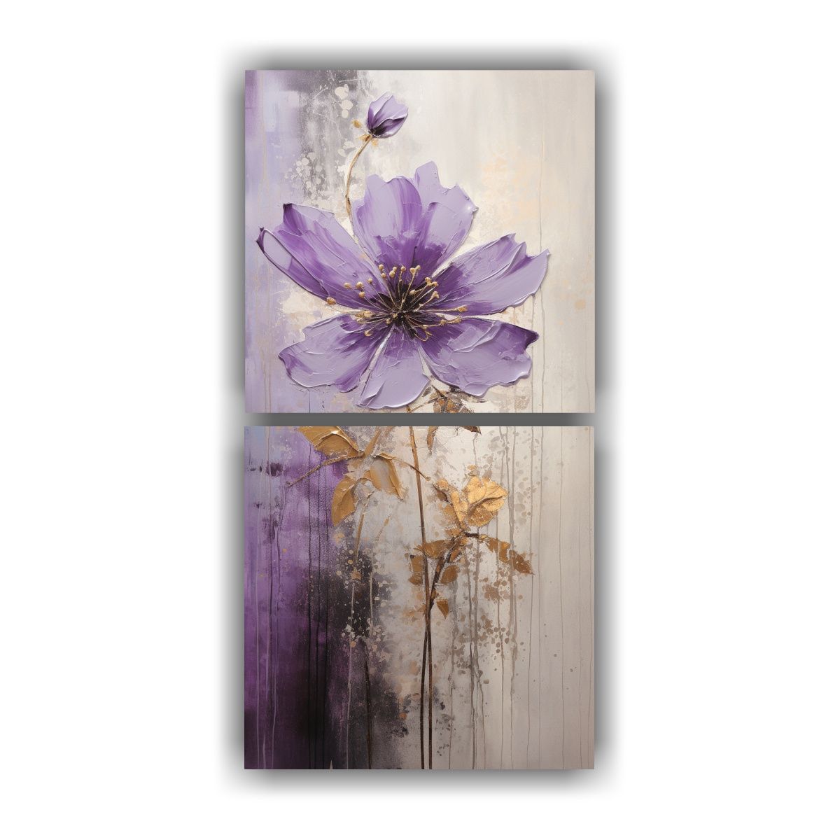 GENERICO - Pintura En Lienzo De Flor Morada Estilo Decorativo 70x140 Cm