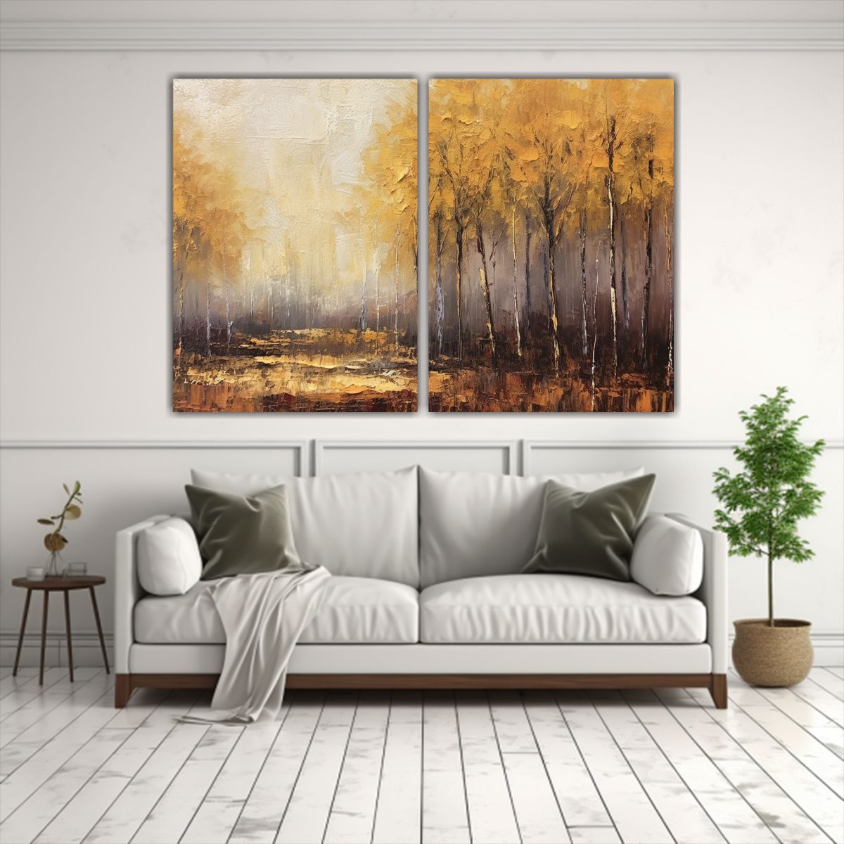 GENERICO - Pintura Abstracta Al óleo De Paisaje Otoñal En 120x80 Cm