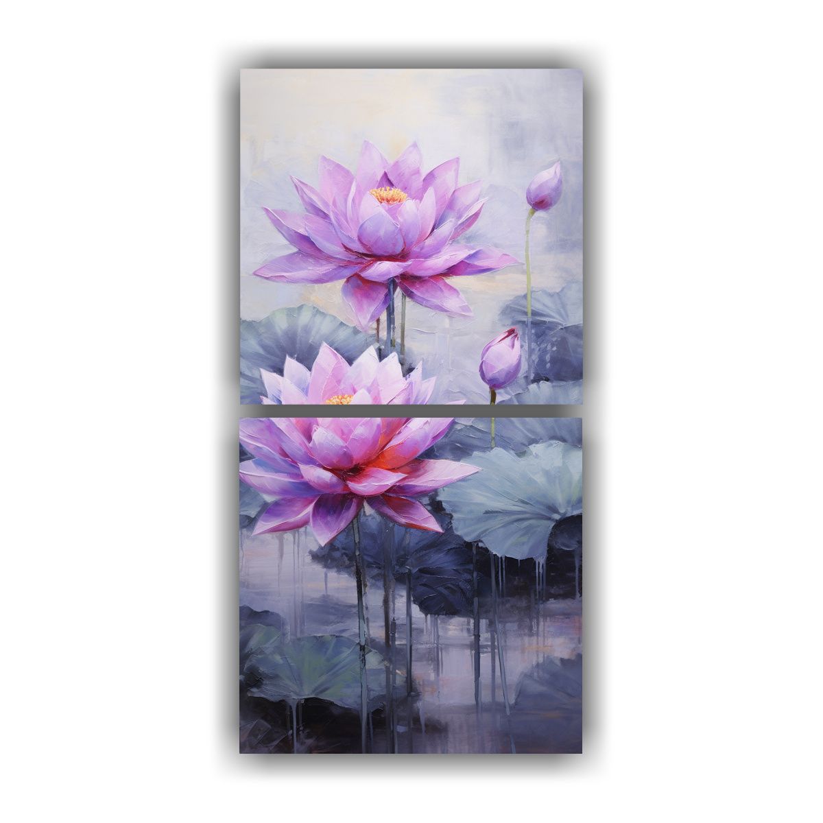 GENERICO - Cuadro De Loto Morado En Lienzo Estilo Decorativo 70x140 Cm