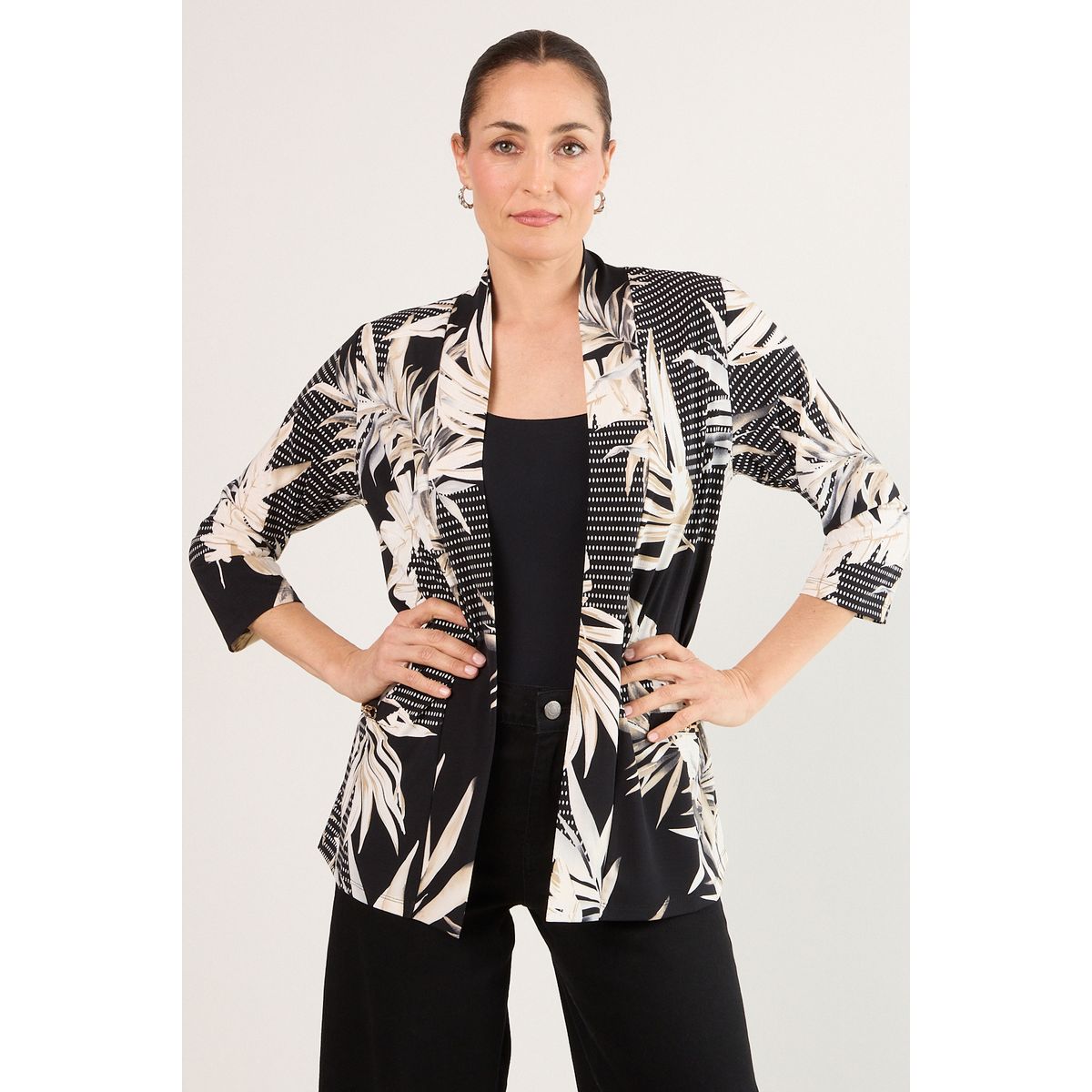 MA GRIFFE - Tapado Abierto Mujer Negro Magriffe