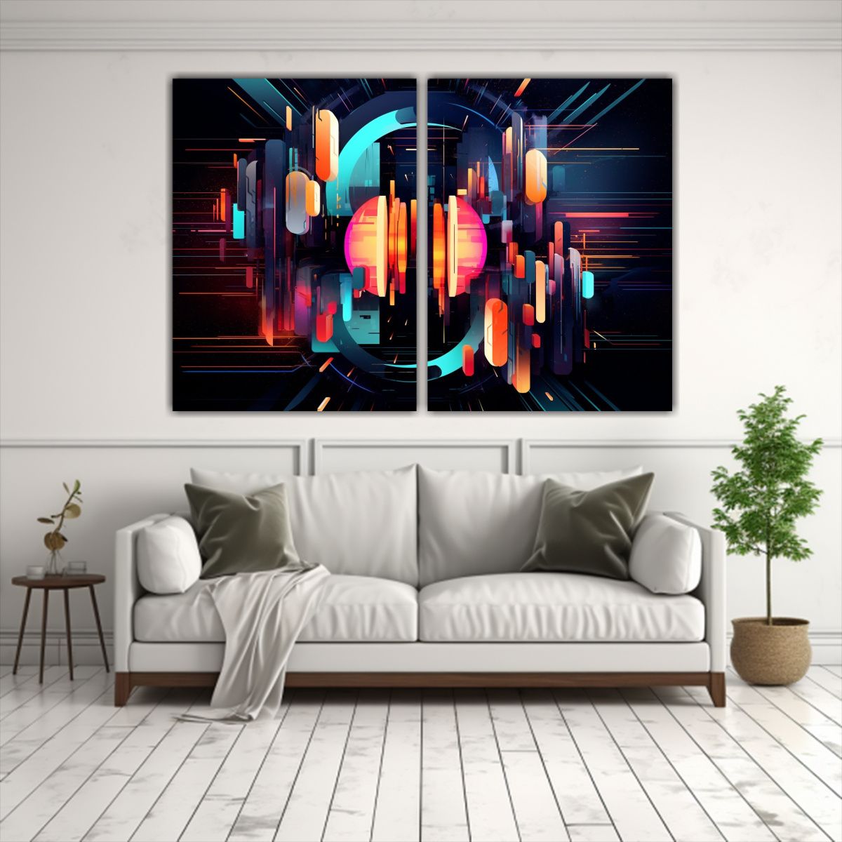 GENERICO - Cuadros Decorativos Abstractos Con Formas Y 120x80 Cm