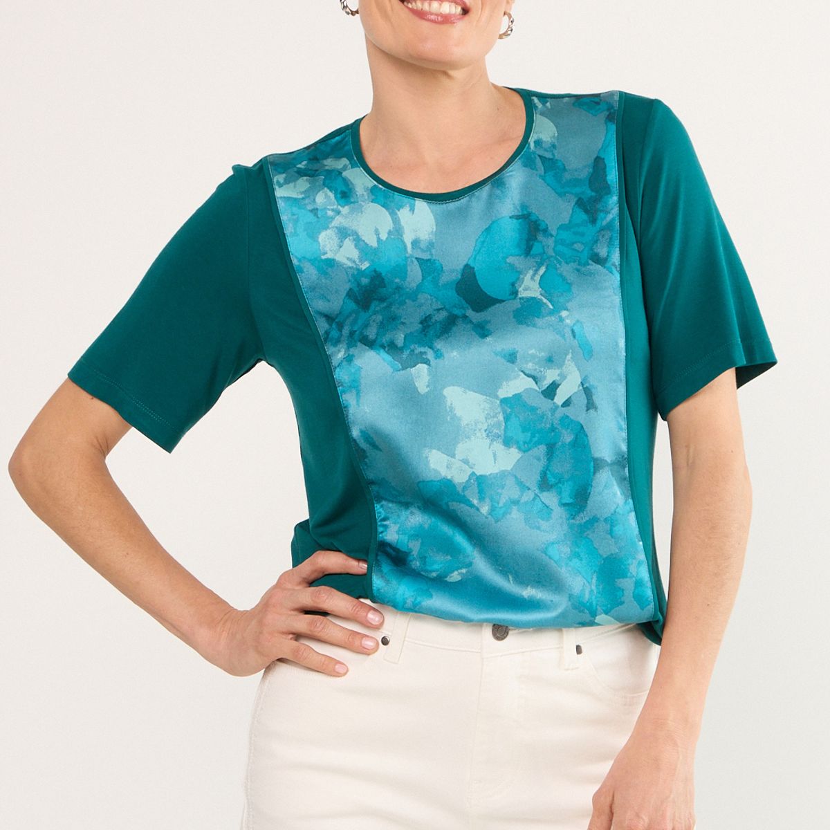 MA GRIFFE - Polera Manga Corta Mujer Petroleo Magriffe