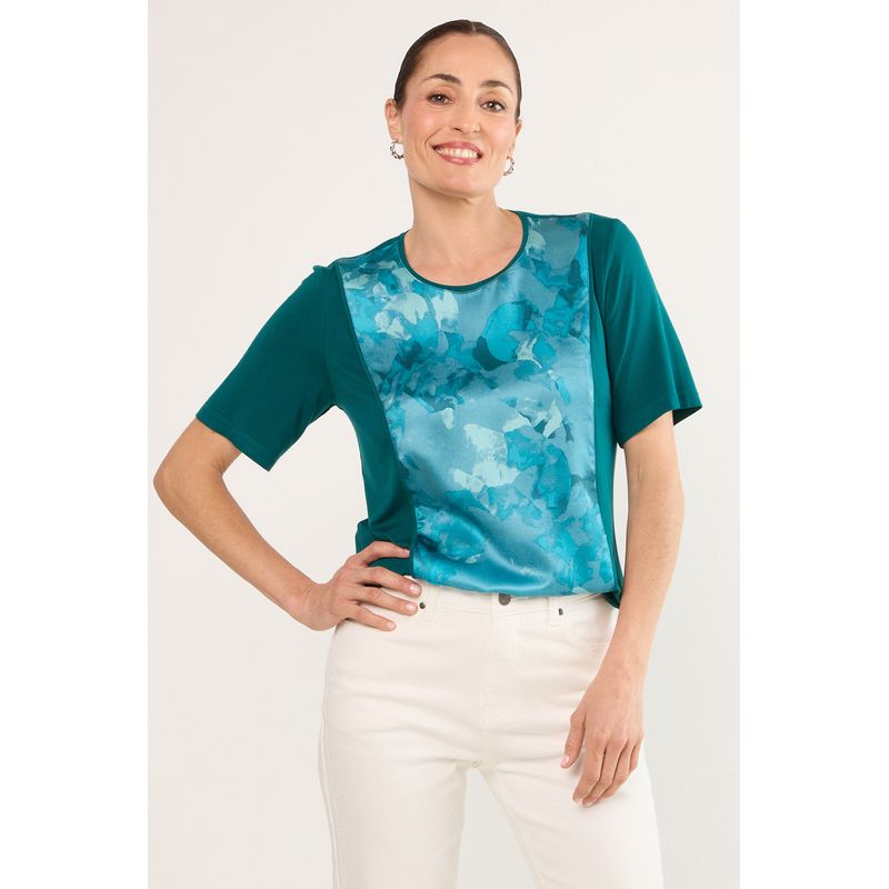 MA GRIFFE - Polera Manga Corta Mujer Petroleo Magriffe