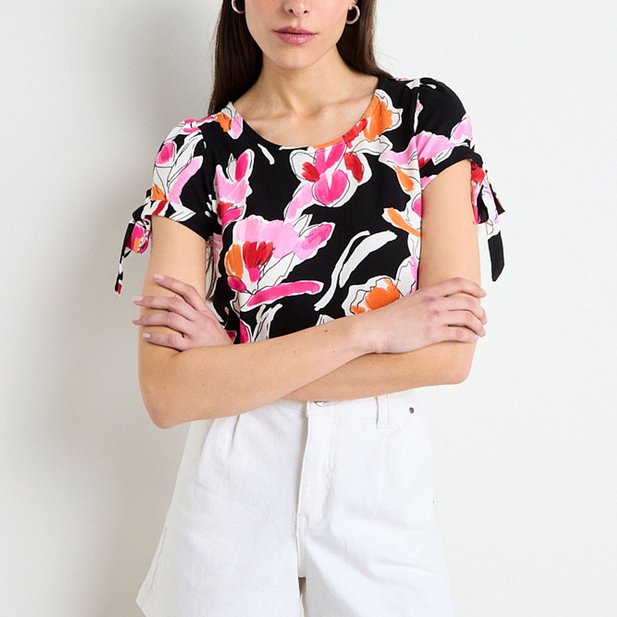 IO - Polera Manga Corta Mujer Negro Io