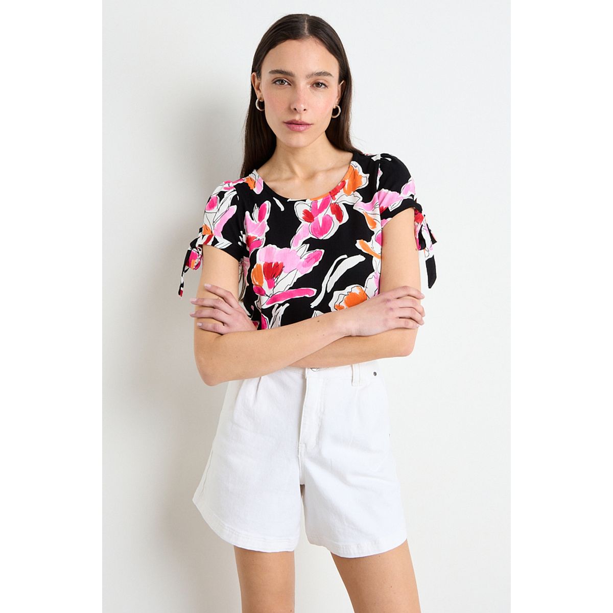 IO - Polera Manga Corta Mujer Negro Io