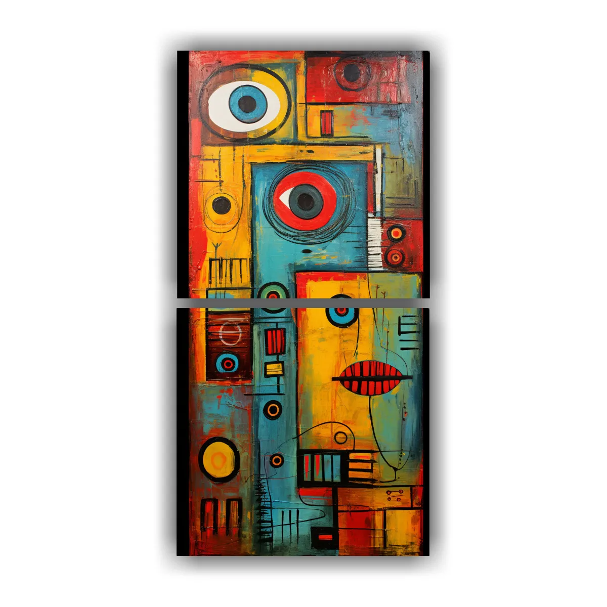 GENERICO - Pintura De Pared Abstracta Inspirada En Art Brut 70x140 Cm