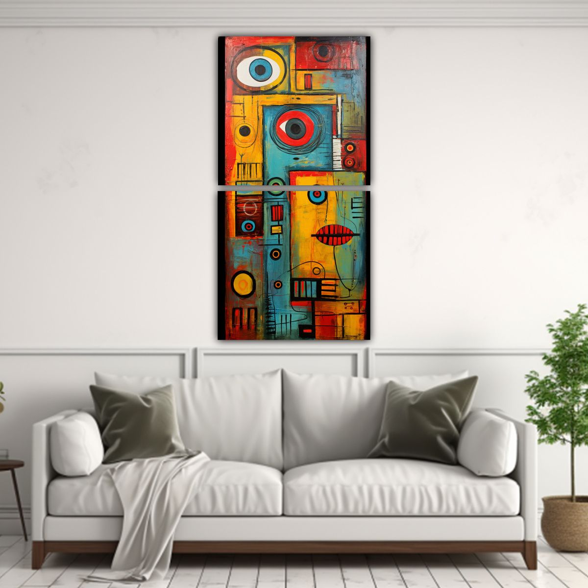 GENERICO - Pintura De Pared Abstracta Inspirada En Art Brut 70x140 Cm