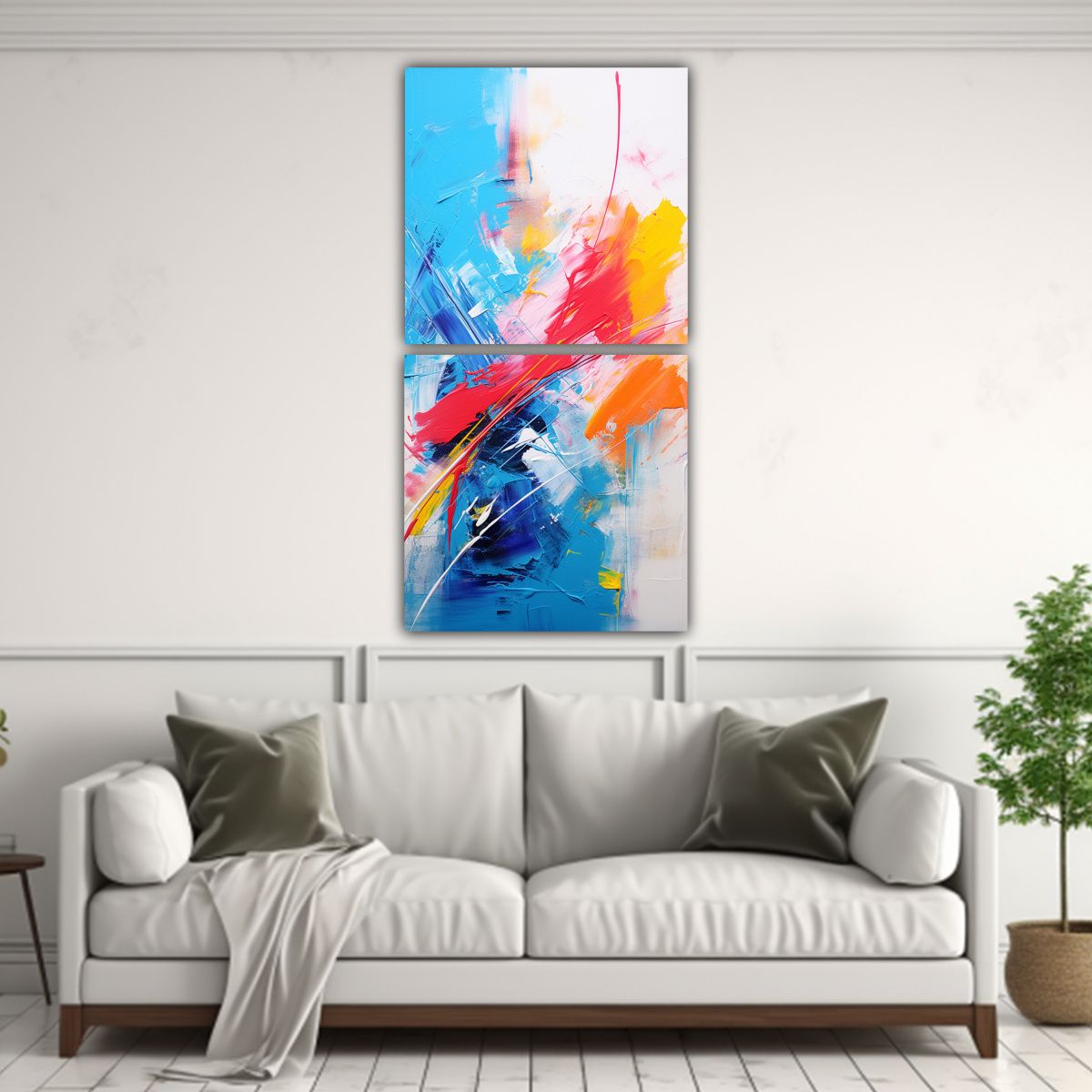 GENERICO - Set 2 Telas En Bastidor Tonos Abstractos Fusion 80x160 Cm