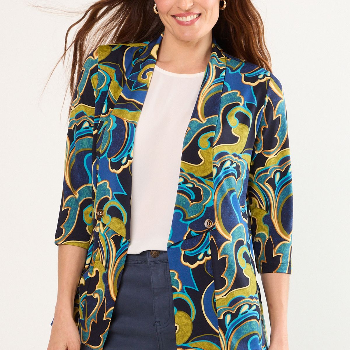 MA GRIFFE - Tapado Abierto Mujer Azul Magriffe