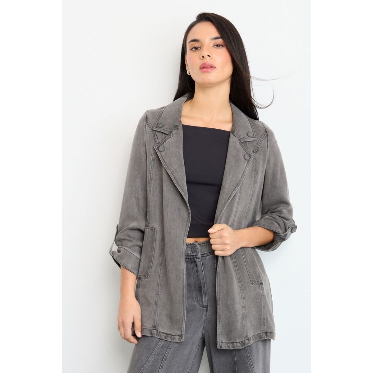 IO - Tapado Abierto Mujer Gris IO