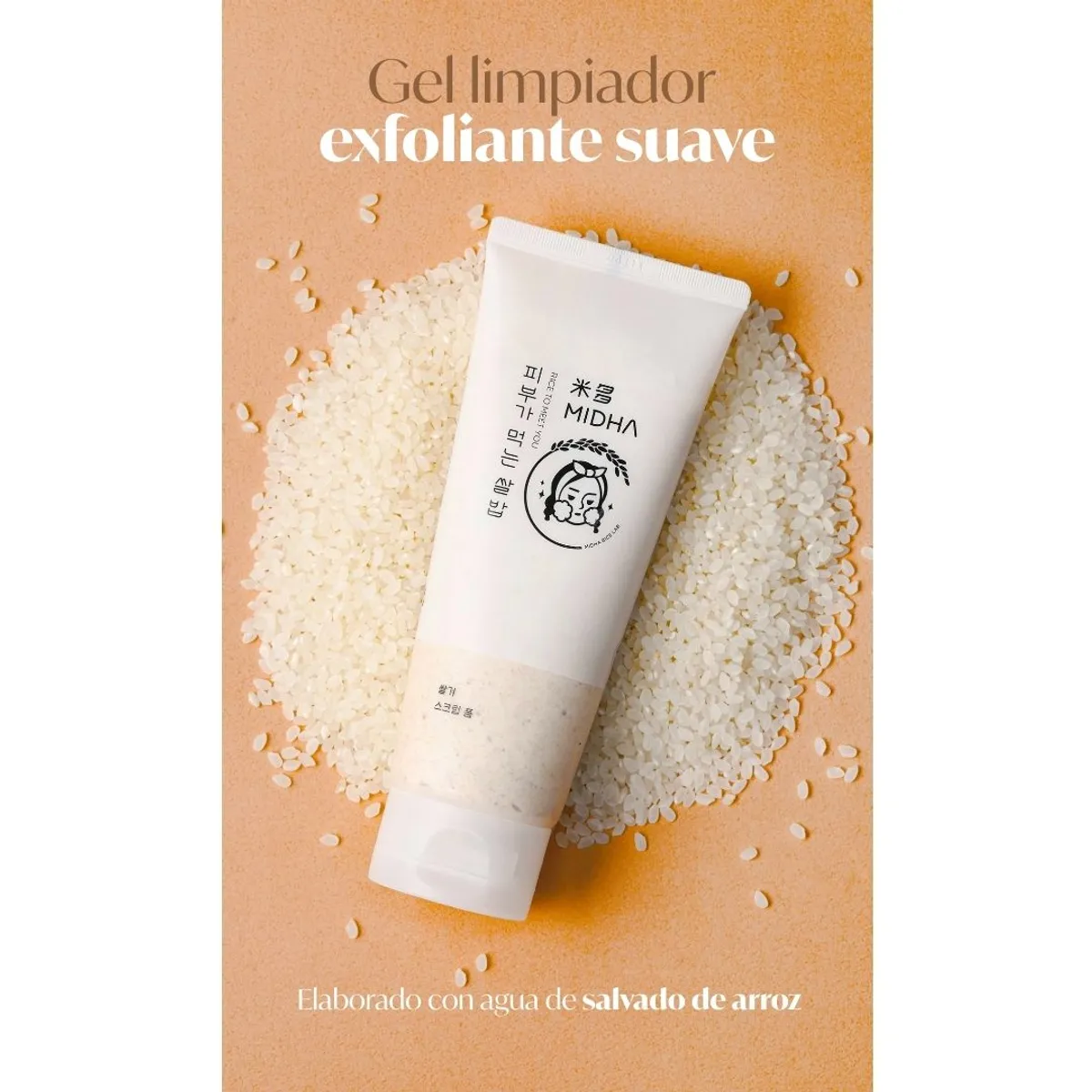 GENERICO - MIDHA Espuma Limpiadora Exfoliante con Salvado de Arroz  Cosmética Coreana