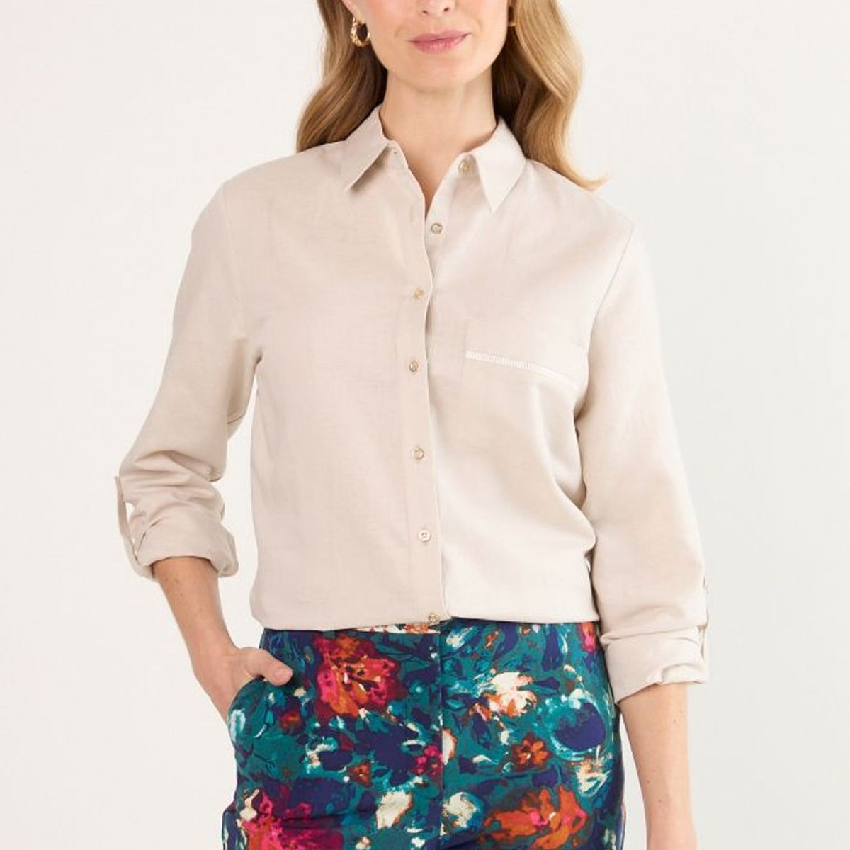 MA GRIFFE - Blusas Manga Larga Mujer Beige Magriffe